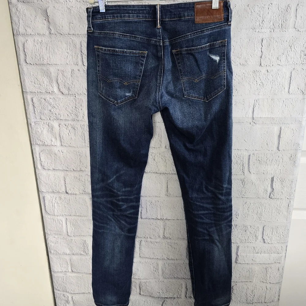 American Eagle Men's Dark Wash Slim Flex Distressed Jeans 30X34